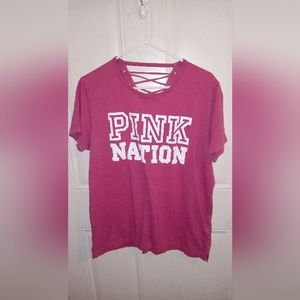 Pink Victoria’s Secret Women’s Logo Short Sleeve Shirt